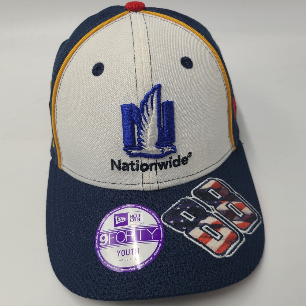 Youth Dale Earnhardt Jr Hat Adjustable New Era Blue White NASCAR #88 Nationwide